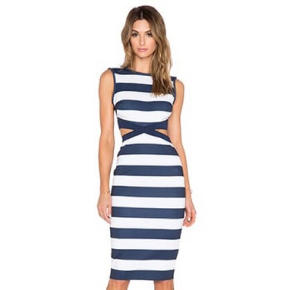 Bec & Bridge Mind Warp Dress in Navy Stripe